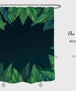 Green Leaves Shower Curtain, Boho Leaf Bathroom Decor, Waterproof Washable Bath Curtain