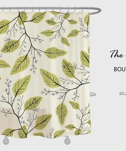 Green Leaves Shower Curtain, Heavy Duty Polyester Fabric Shower Curtains Waterproof Modern Home Bathroom Decor