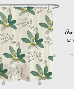Green Leaves Shower Curtain, Summer Style Waterproof Shower Curtain For Bathroom