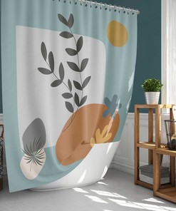 Green Leaves Sun Boho Shower Curtain Home Bath Decor, House Warming Gift