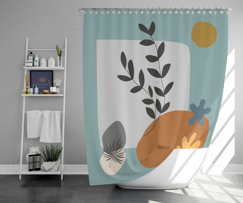 Green Leaves Sun Boho Shower Curtain Home Bath Decor, House Warming Gift - Image 2