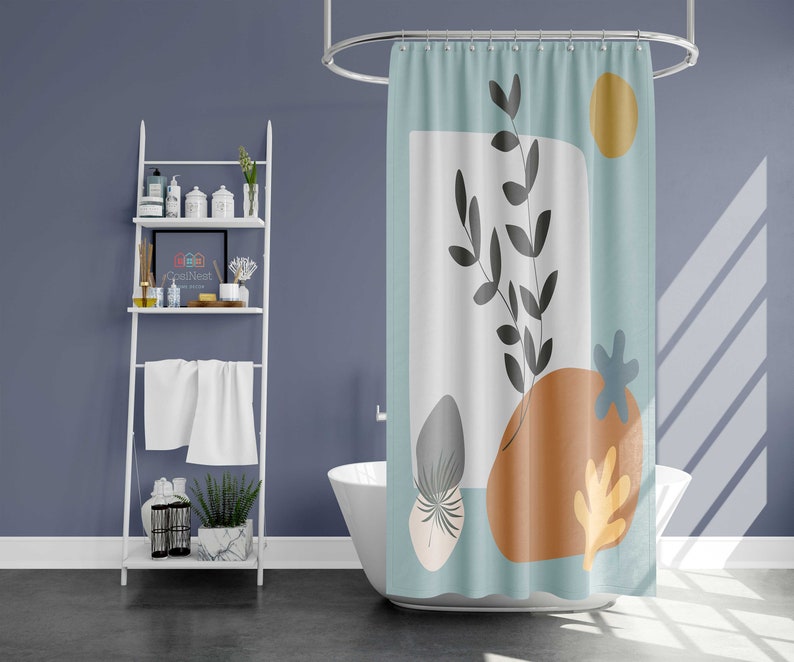 Green Leaves Sun Boho Shower Curtain Home Bath Decor, House Warming Gift - Image 3