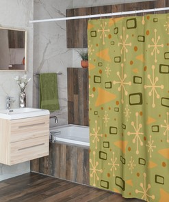 Green Mid Century Modern Inspired Shower Curtains