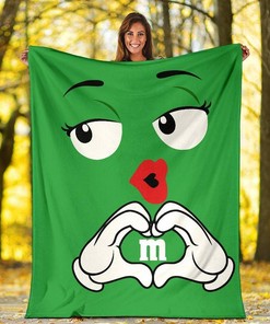 Green M&m Funny M&m Sherpa Fleece Blanket Gifts for Family, for Couple