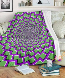Green Shapes Moving Optical Illusion Sherpa Fleece Blanket Gifts for Family, for Couple