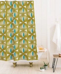 Green Shower Curtain, Bathroom Decor, Mid Century Modern Shower Curtain, Geometric Shower Curtain, Retro Decor