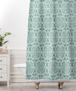 Green Shower Curtain, Boho Shower Curtain, Boho Bath Curtain, Geometric Shower Curtain, Boho Decor, Green Bathroom Decor, Mandala