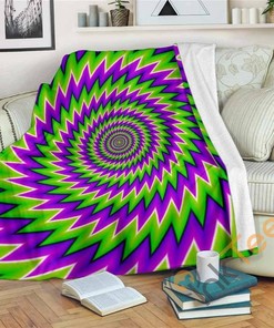 Green Spiral Moving Optical Illusion Sherpa Fleece Blanket Gifts for Family, for Couple