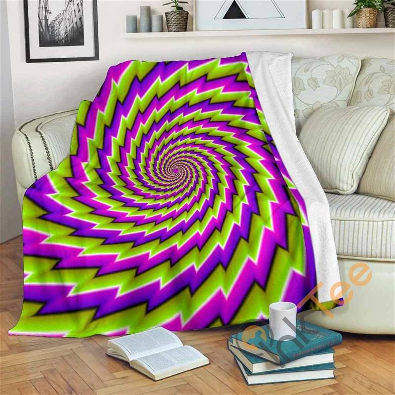 Green Twisted Moving Optical Illusion Sherpa Fleece Blanket Gifts for Family, for Couple