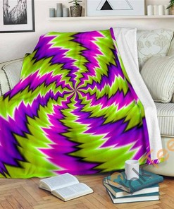 Green Vortex Moving Optical Illusion Sherpa Fleece Blanket Gifts for Family, for Couple