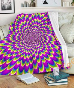 Green Wave Moving Optical Illusion Sherpa Fleece Blanket Gifts for Family, for Couple