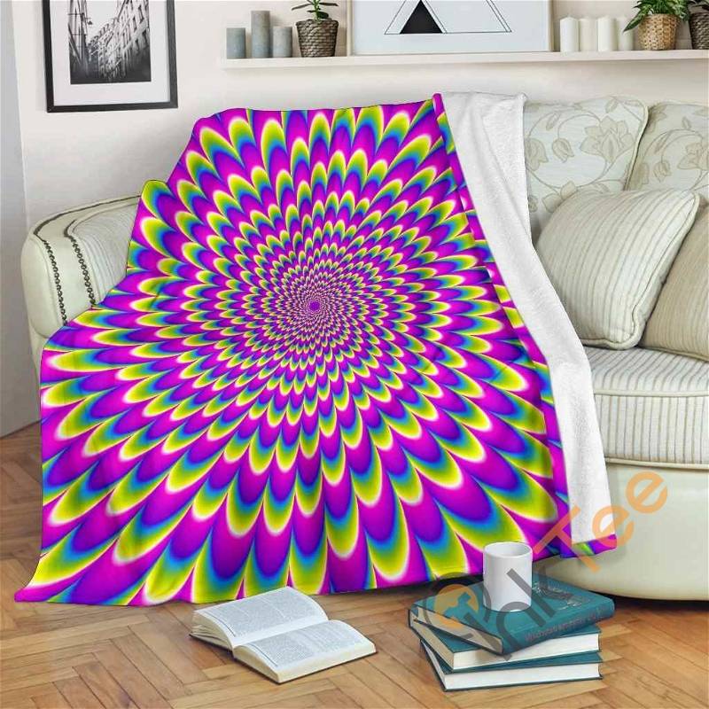 Green Wave Moving Optical Illusion Sherpa Fleece Blanket Gifts for Family, for Couple
