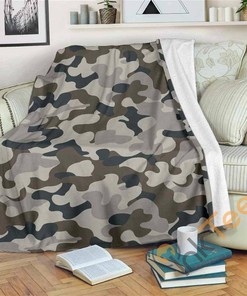 Grey And Brown Camouflage Sherpa Fleece Blanket Gifts for Family, for Couple