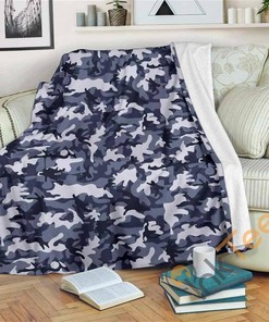 Grey Camouflage Sherpa Fleece Blanket Gifts for Family, for Couple