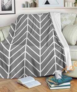 Grey Chevron Sherpa Fleece Blanket Gifts for Family, for Couple