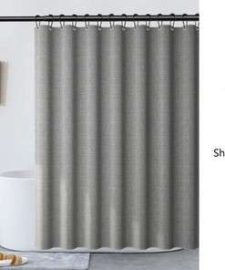 Grey Linen Texture Polyester Extra Thick Shower Curtain
