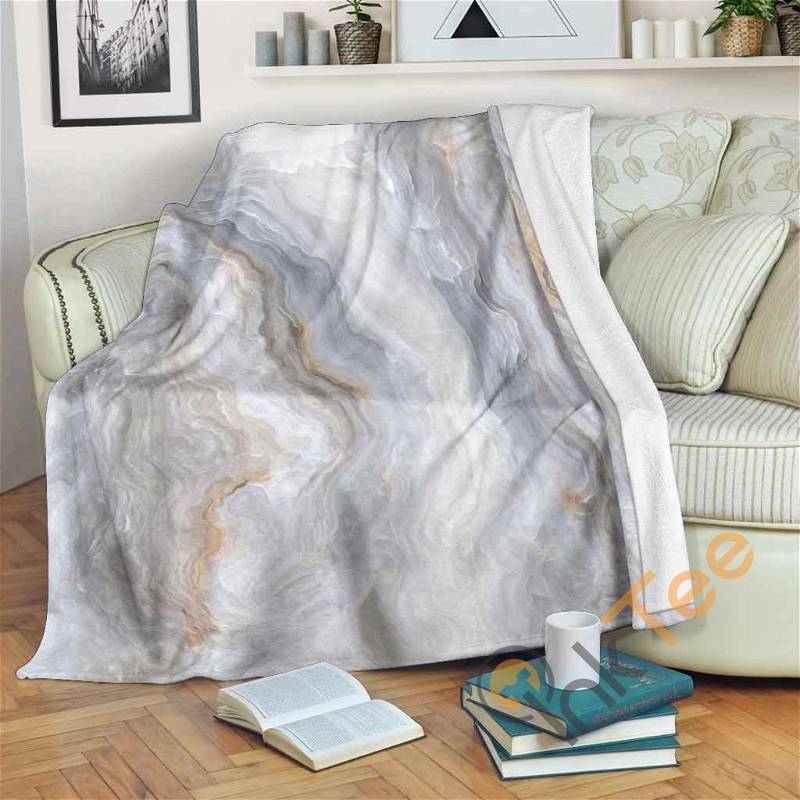 Grey Marble Sherpa Fleece Blanket Gifts for Family, for Couple