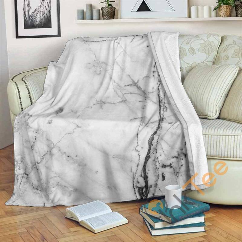 Grey Marble Texture Sherpa Fleece Blanket Gifts for Family, for Couple