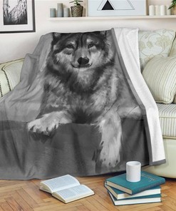 Grey Wolf Idea Wolf Lover Sherpa Fleece Blanket Gifts for Family, for Couple