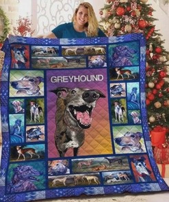 Greyhound Dog Artwork Quilt Blanket Bedding Set