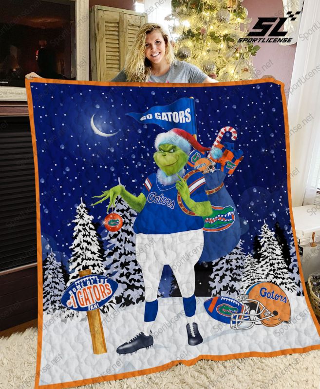 Grinch Christmas Florida Gators Quilt Blanket Bedding Set