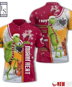 Grinch Stole Miami Heat in Christmas Polo Shirt