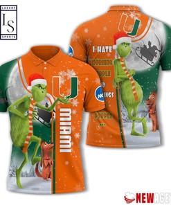 Grinch Stole Miami Hurricanes in Christmas Polo Shirt