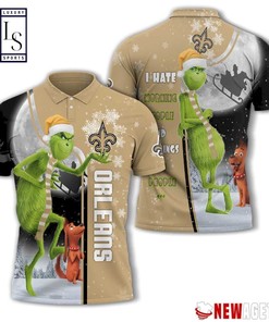 Grinch Stole New Orleans Saints in Christmas Polo Shirt