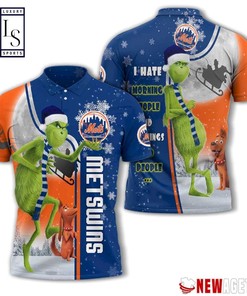 Grinch Stole New York Mets in Christmas Polo Shirt