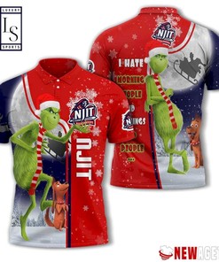 Grinch Stole Njit Highlanders in Christmas Polo Shirt