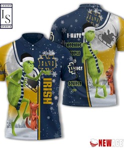 Grinch Stole Notre Dame Fighting Irish in Christmas Polo Shirt