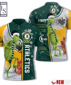 Grinch Stole Oakland Athletics in Christmas Polo Shirt