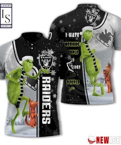 Grinch Stole Oakland Raiders in Christmas Polo Shirt