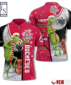 Grinch Stole Ohio State Buckeyes in Christmas Polo Shirt