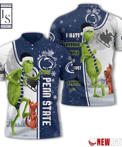 Grinch Stole Penn State Nittany Lions in Christmas Polo Shirt