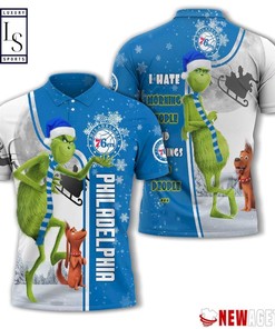 Grinch Stole Philadelphia 76ers in Christmas Polo Shirt