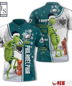 Grinch Stole Philadelphia Eagles in Christmas Polo Shirt