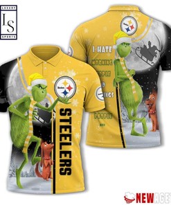 Grinch Stole Pittsburgh Steelers in Christmas Polo Shirt