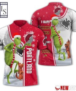 Grinch Stole Portland Trail Blazers in Christmas Polo Shirt