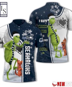 Grinch Stole Seattle Seahawks in Christmas Polo Shirt
