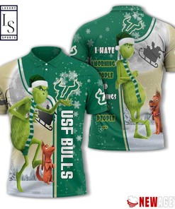 Grinch Stole South Florida Bulls in Christmas Polo Shirt