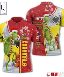 Grinch Stole St Louis Cardinals in Christmas Polo Shirt