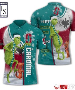 Grinch Stole Stanford Cardinal in Christmas Polo Shirt