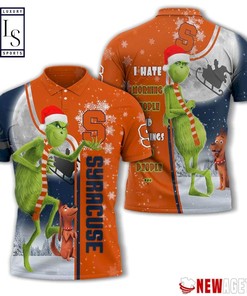 Grinch Stole Syracuse Orange in Christmas Polo Shirt