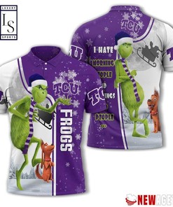 Grinch Stole Tcu Horned Frogs in Christmas Polo Shirt