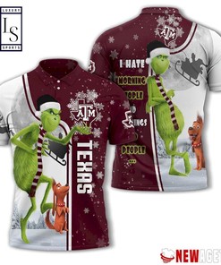Grinch Stole Texas Am Aggies in Christmas Polo Shirt