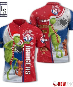 Grinch Stole Texas Rangers in Christmas Polo Shirt