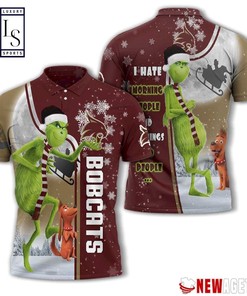 Grinch Stole Texas State Bobcats in Christmas Polo Shirt