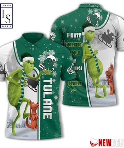 Grinch Stole Tulane Green Wave in Christmas Polo Shirt