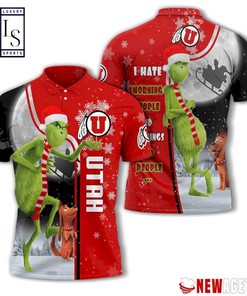 Grinch Stole Utah Utes in Christmas Polo Shirt